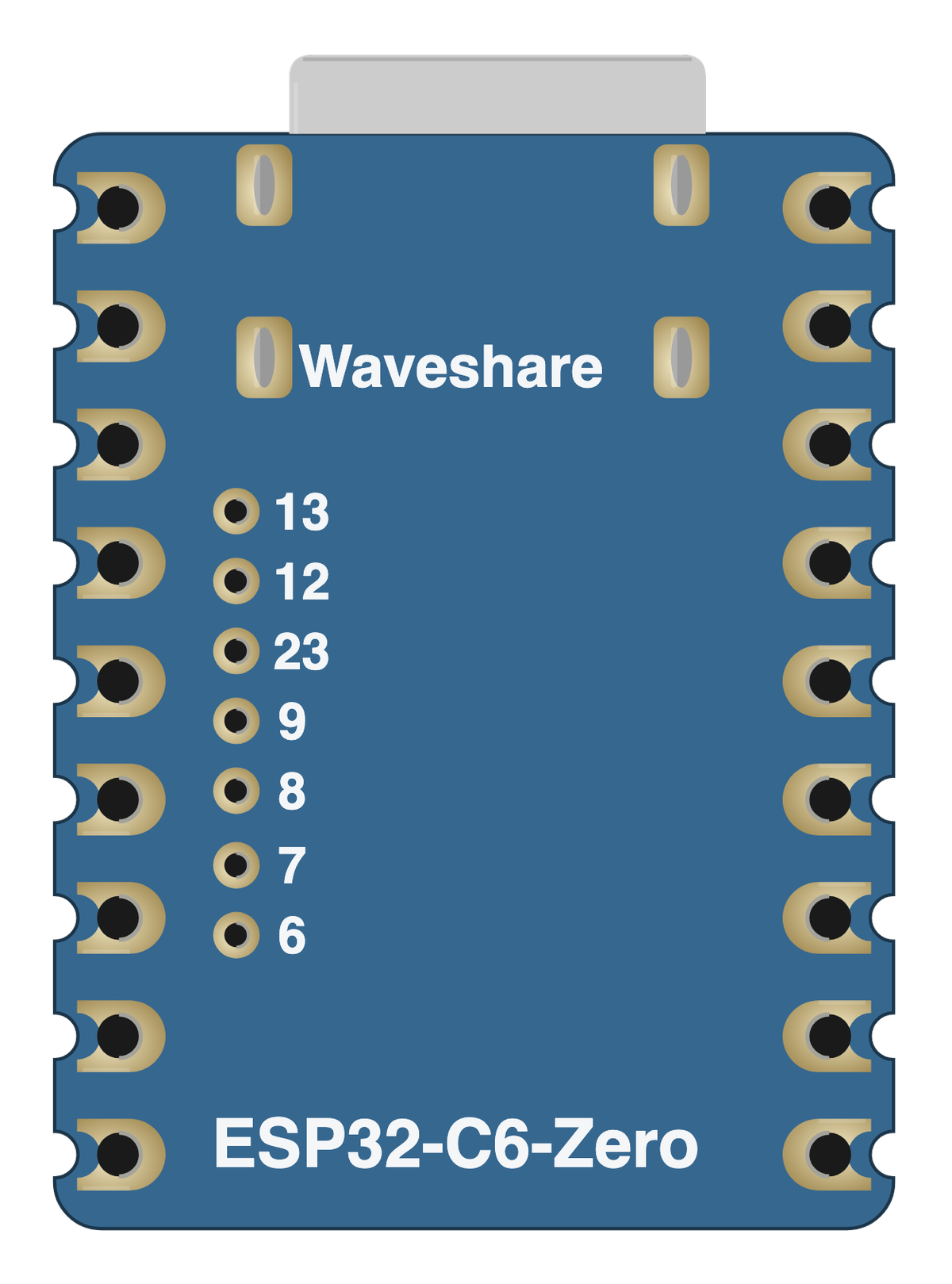 ESP32 C6 Zero Mini board illustration, back