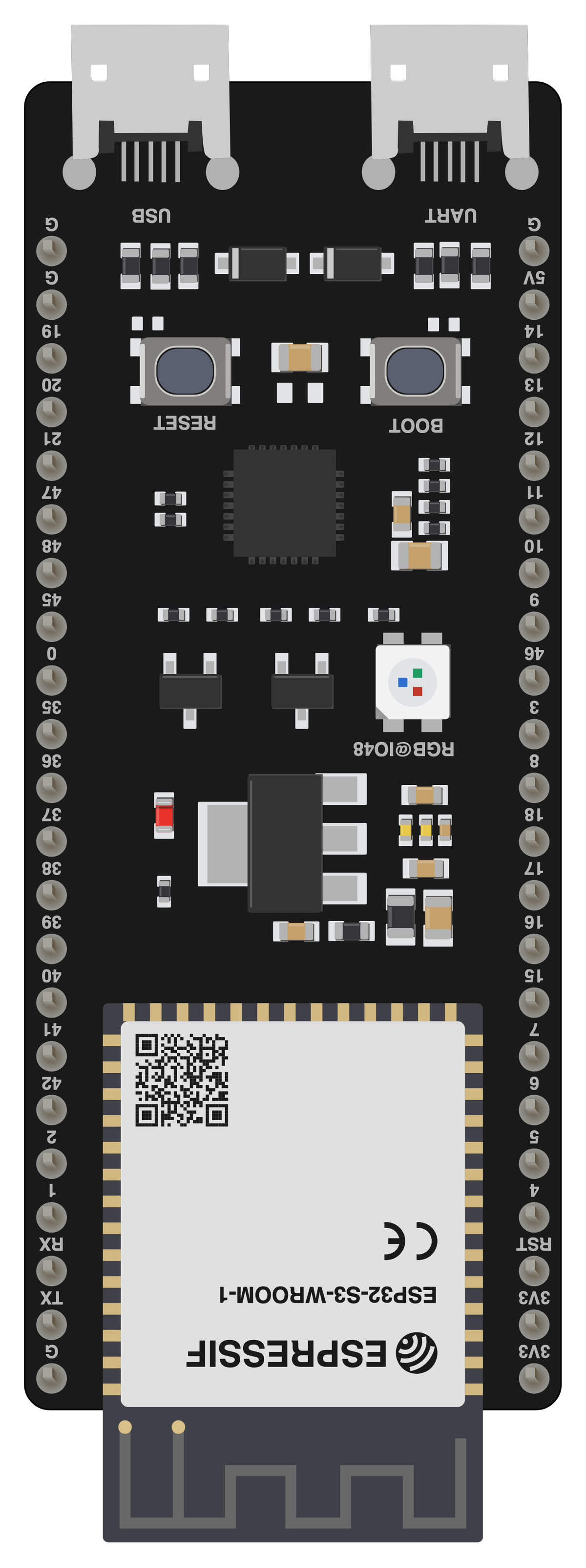 Espressif ESP32-S3-DevKitC-1 board illustration, front