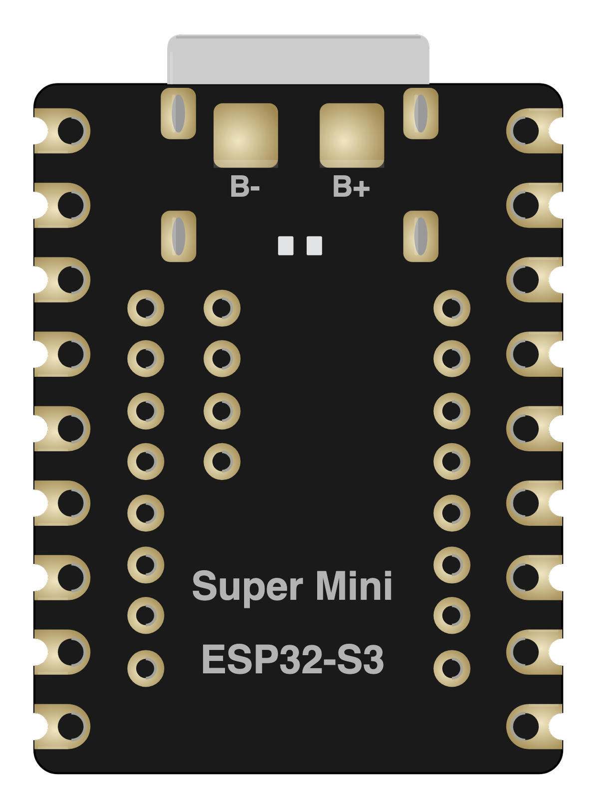 ESP32-S3 Super Mini board illustration, back