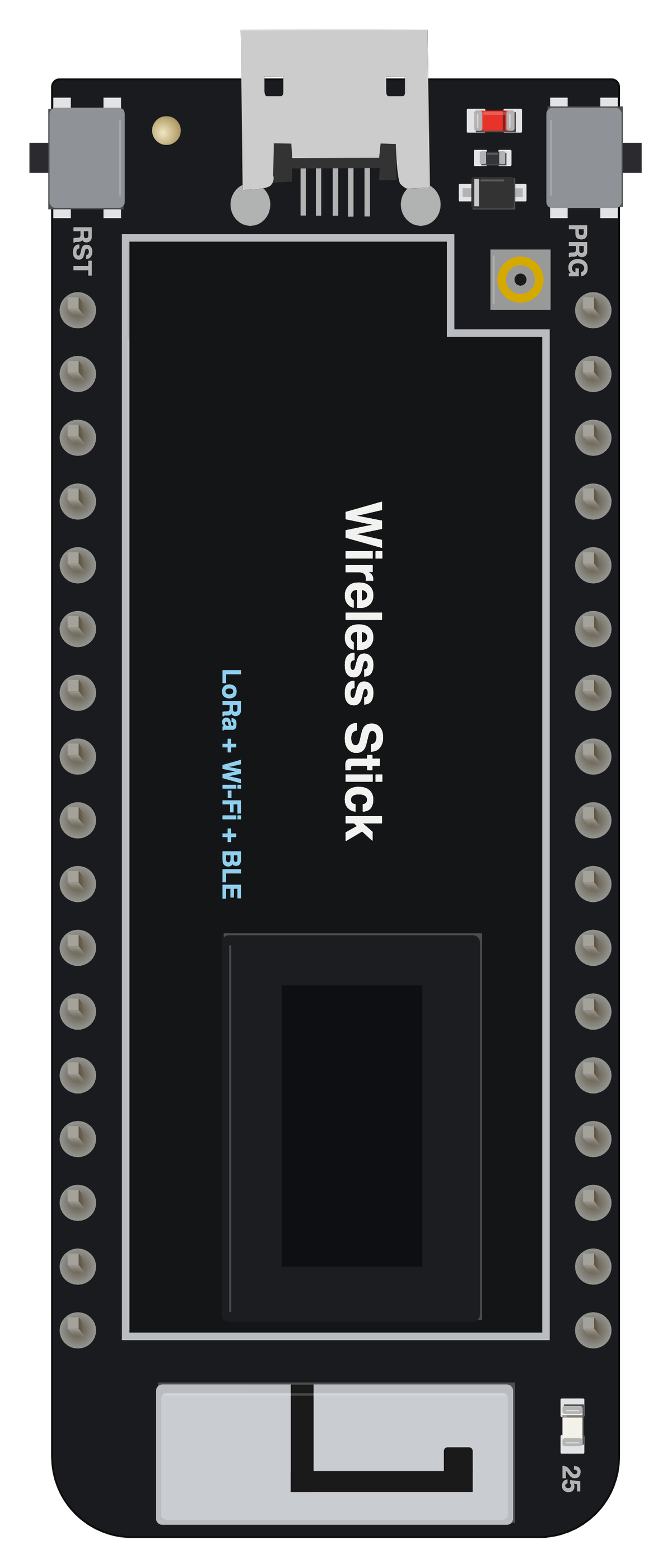 Heltec Wireless Stick board illustration, front