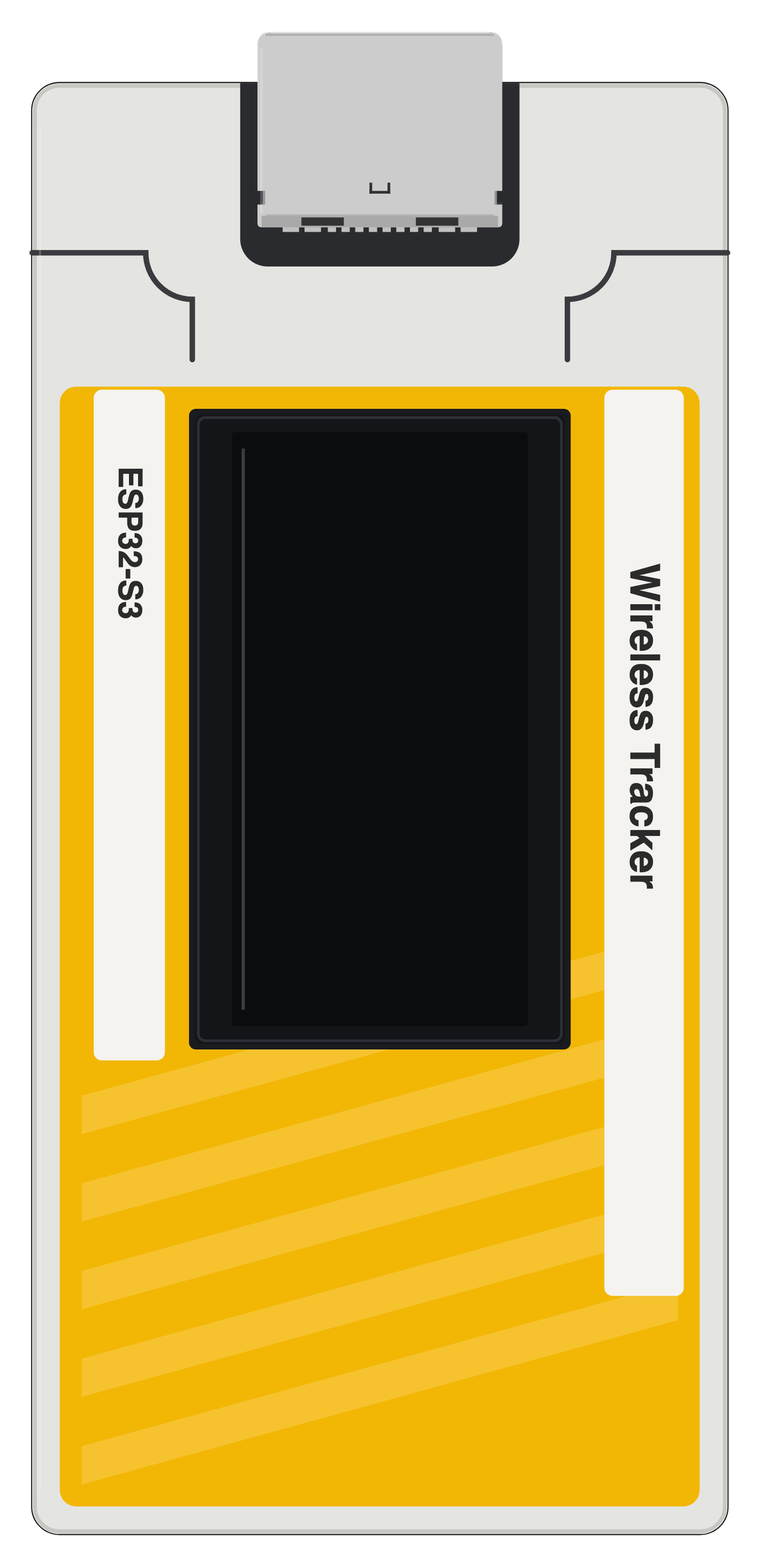 Heltec Wireless Tracker V2 board, drawn to scale