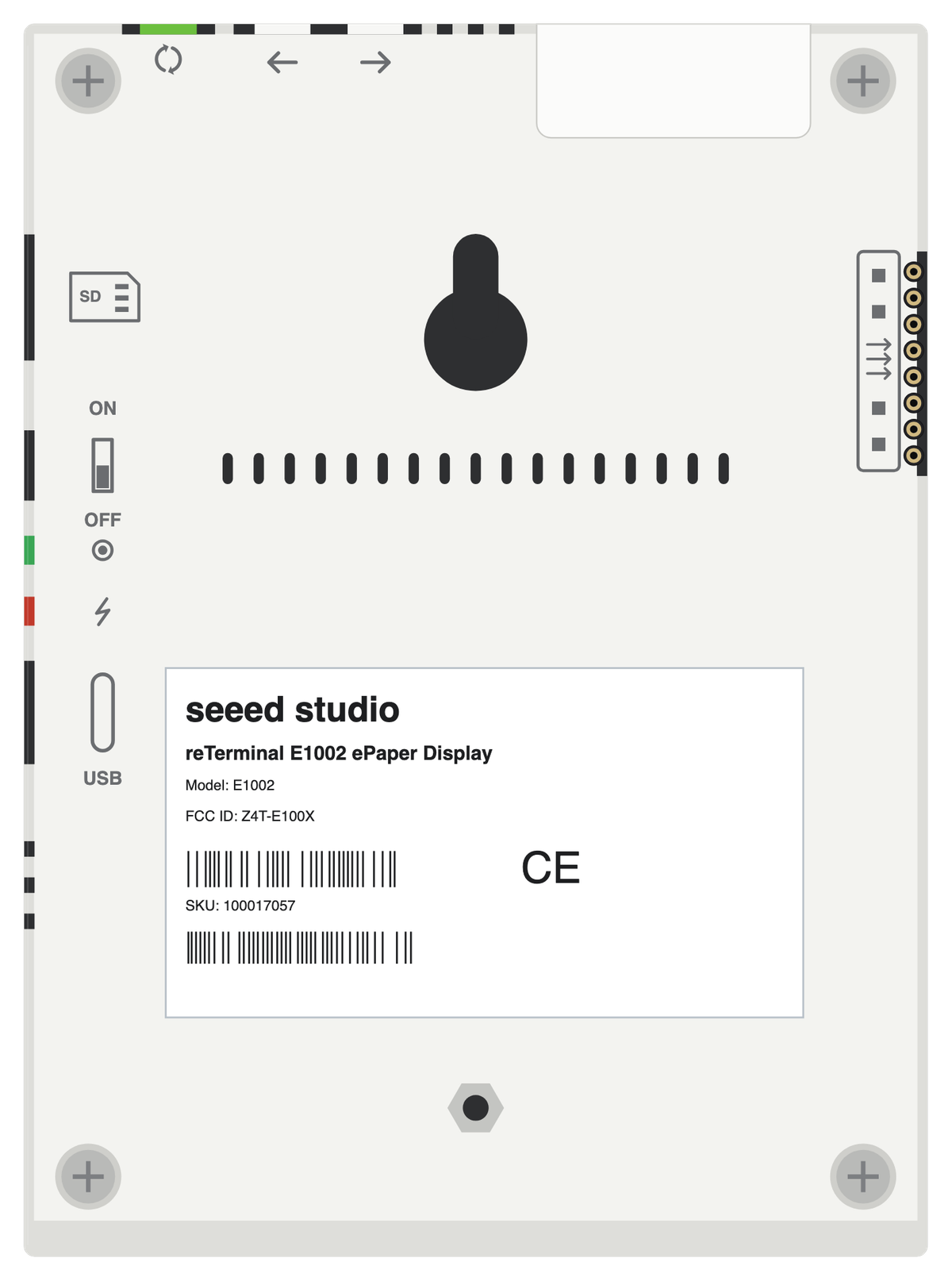 reTerminal E1002 board illustration, front