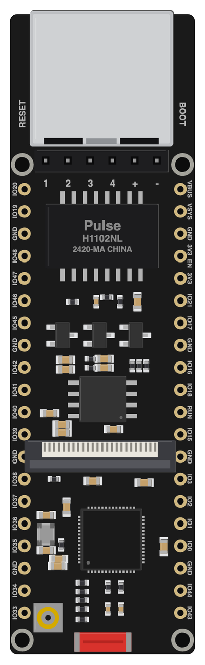 Waveshare ESP32-S3-ETH board illustration, back