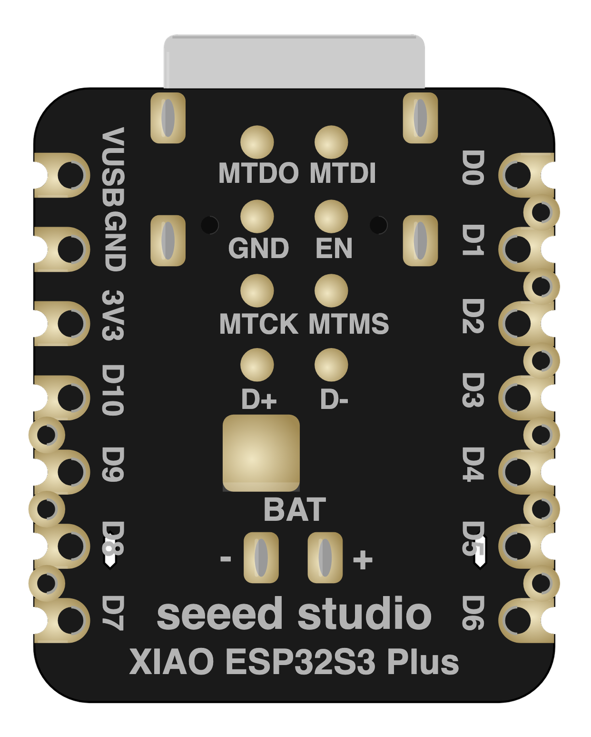 XIAO ESP32S3 Plus board illustration, back