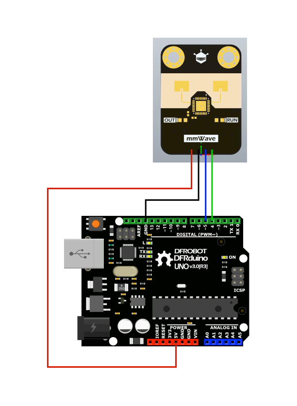 DFRobot C4001 mmWave Presence Sensor wiring with ESP32