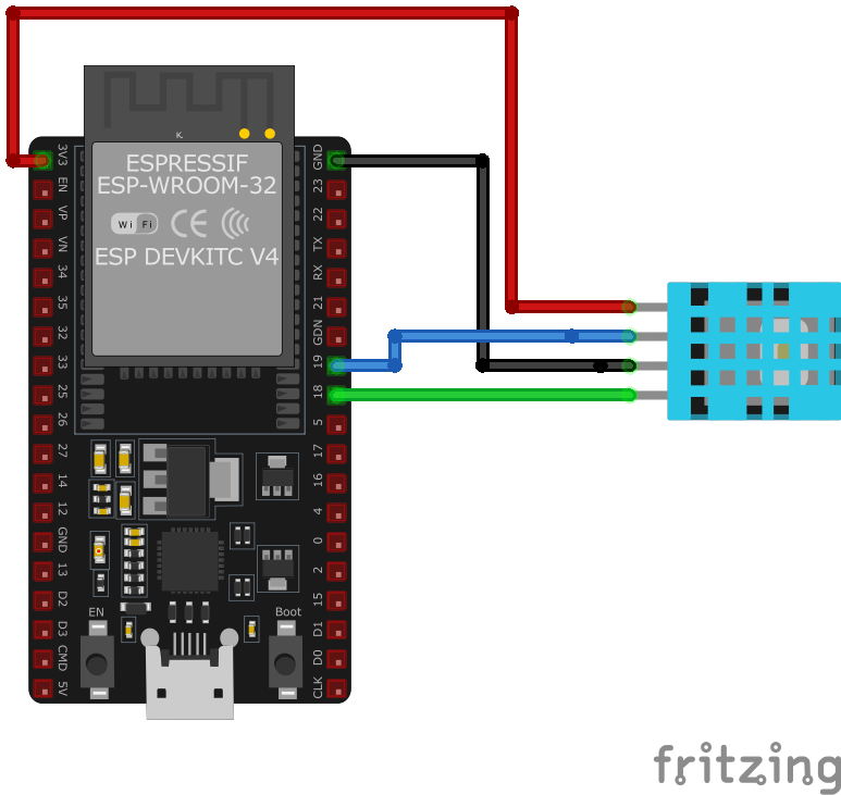 DHT20 Temperature and Humidity Sensor wiring with ESP32