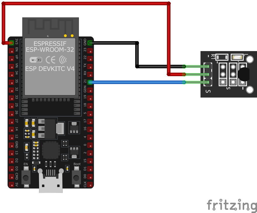 KY-001 Temperature Sensor Module wiring with ESP32