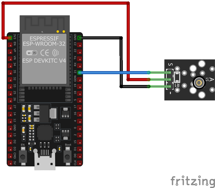 KY-002 Vibration Switch Module wiring with ESP32