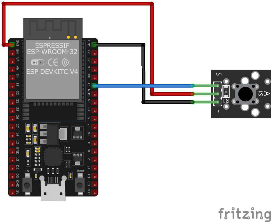 KY-004 Key Switch Module wiring with ESP32