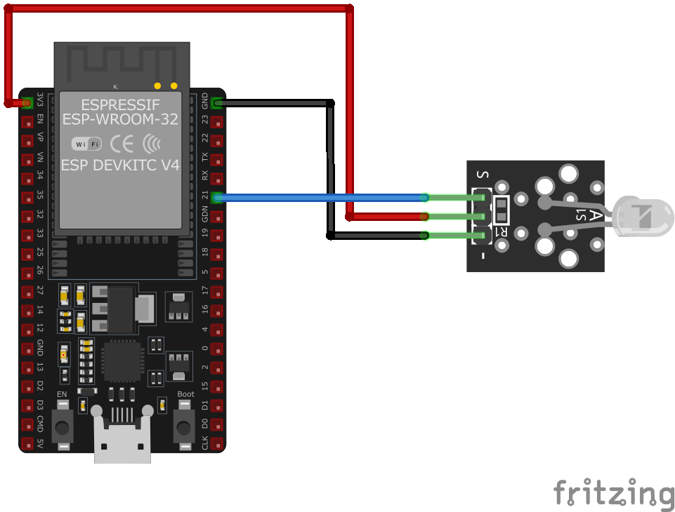 KY-005 Infrared Transmitter Module wiring with ESP32