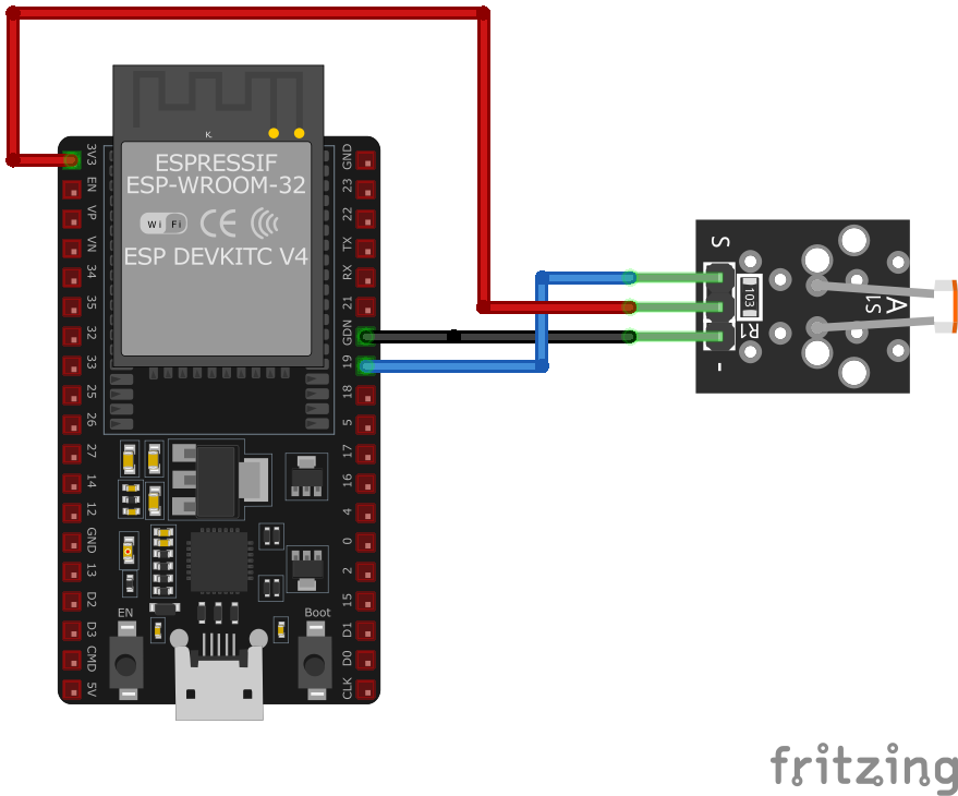 KY-018 Photoresistor Module wiring with ESP32