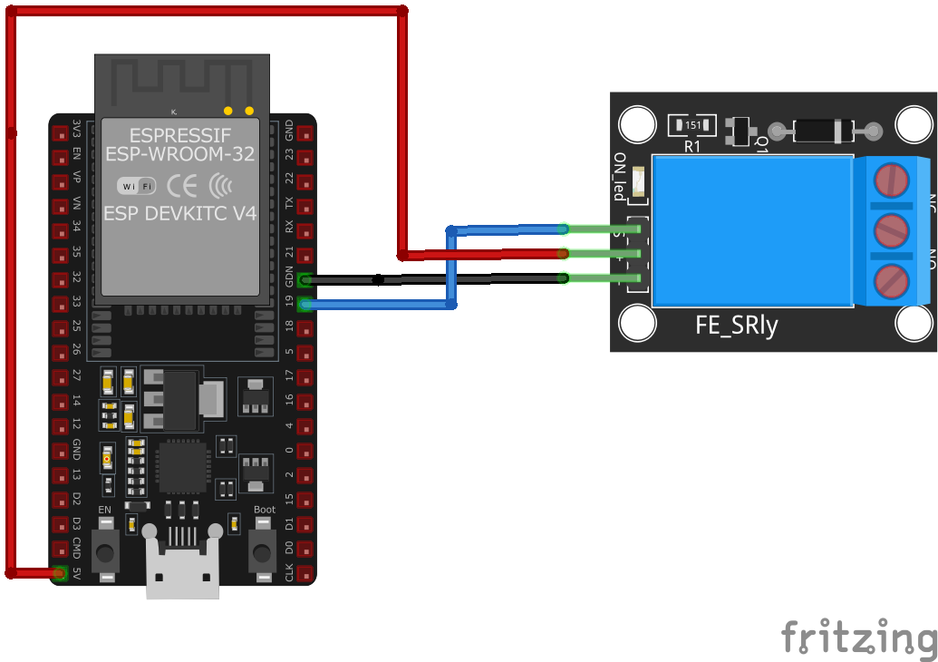 KY-019 5V Relay Module wiring with ESP32