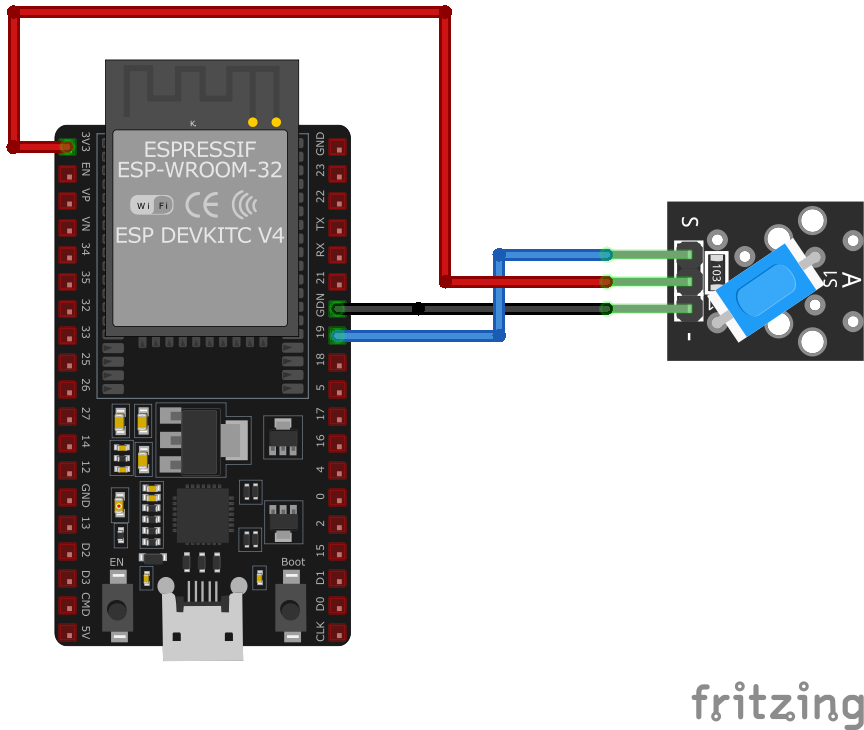 KY-020 Tilt Switch Module wiring with ESP32
