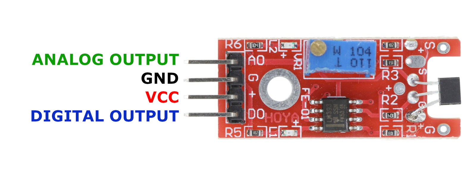 KY-024 Linear Magnetic Hall Sensor Module pinout