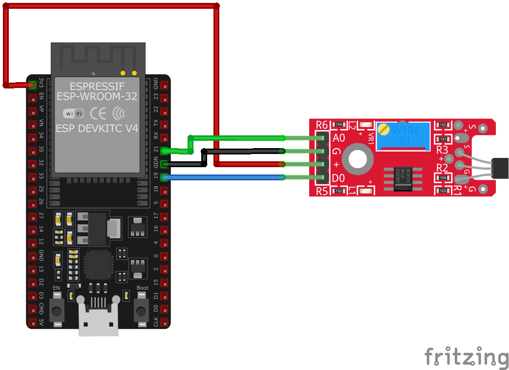 KY-024 Linear Magnetic Hall Sensor Module wiring with ESP32