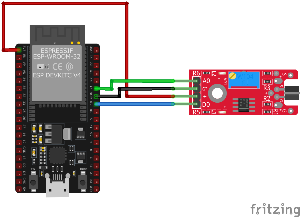 KY-036 Metal Touch Sensor Module wiring with ESP32