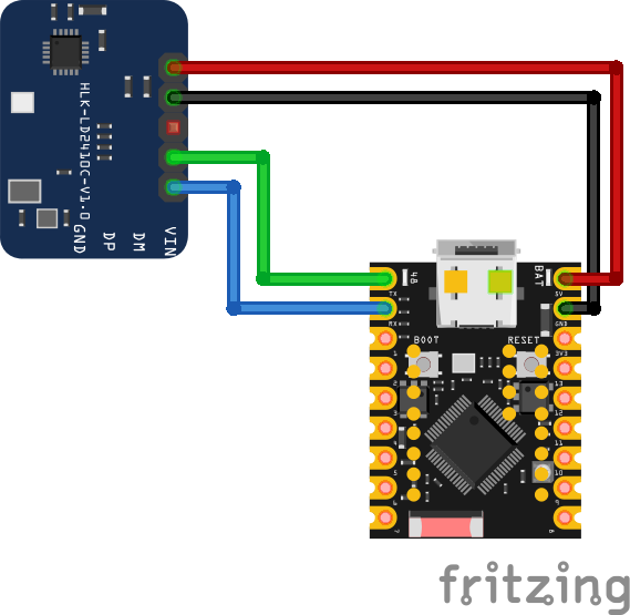 LD2461 Human Presence & Trajectory Radar Sensor wiring with ESP32