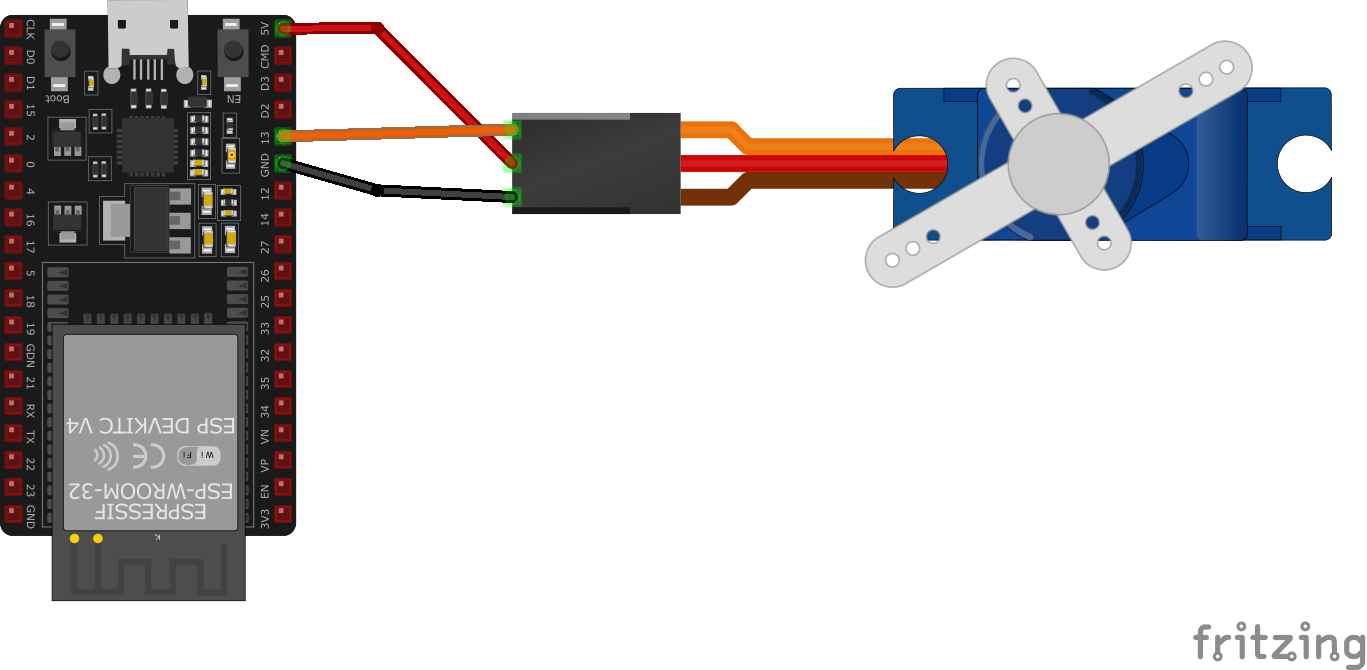 MG90S Mini Servo wiring with ESP32