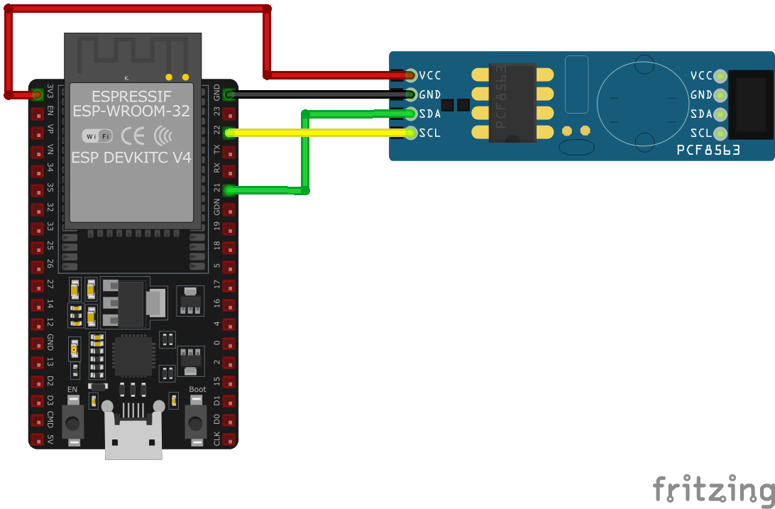 PCF8563 Real-Time Clock (RTC) wiring with ESP32