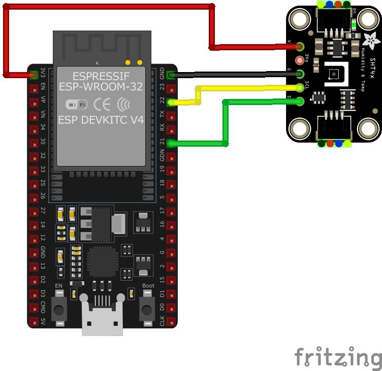 SHT40 Temperature and Humidity Sensor wiring with ESP32