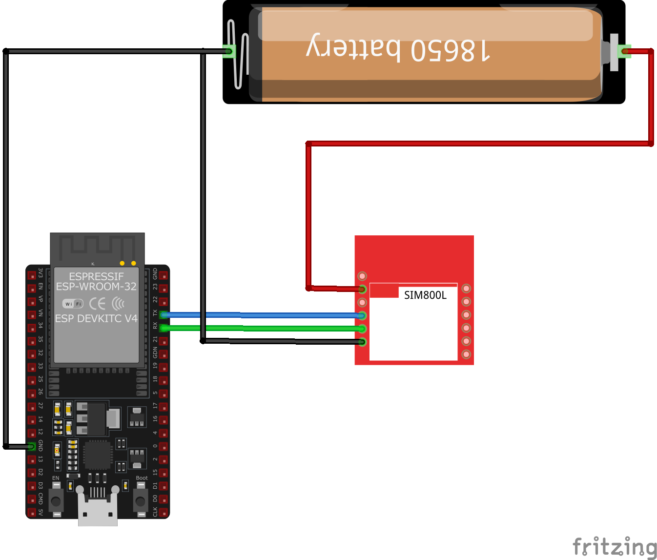 SIM800L GSM/GPRS Module wiring with ESP32