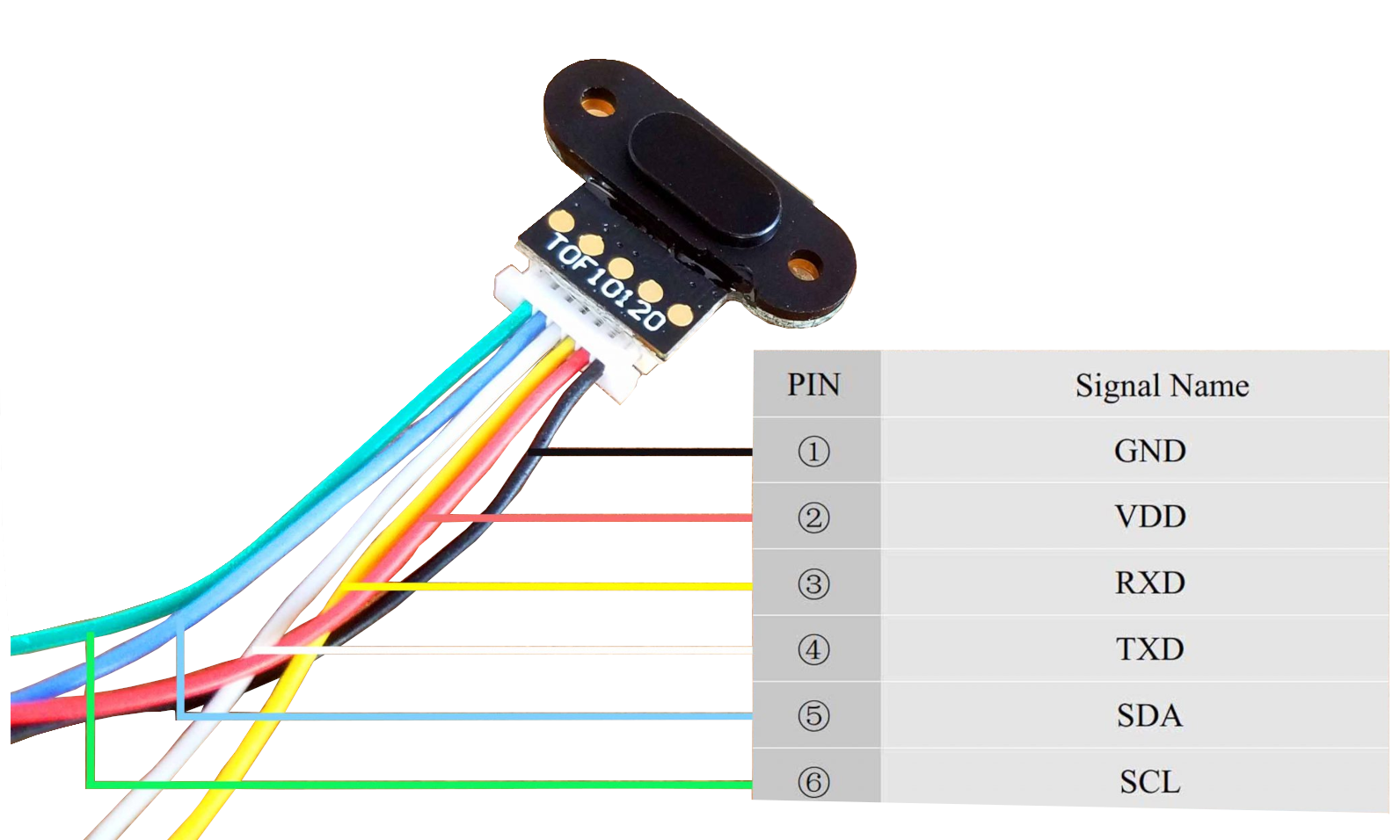TOF10120 Laser Distance (Time of Flight) Sensor pinout