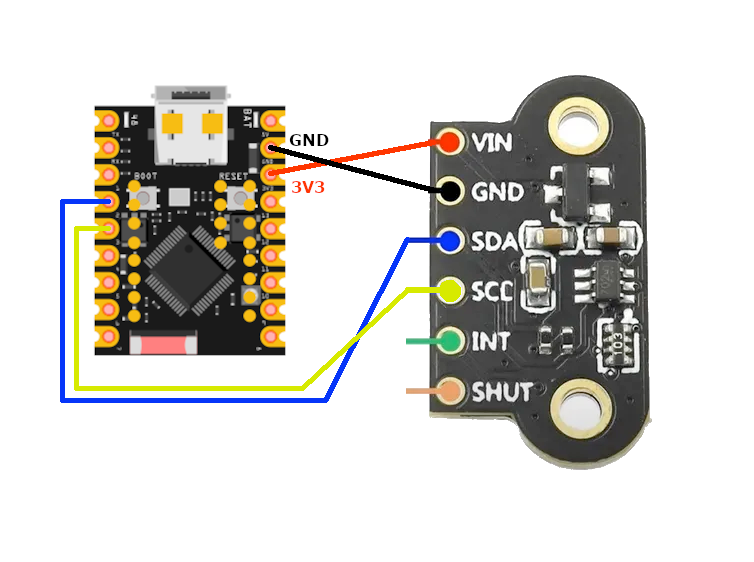 TOF400C Time-of-Flight Sensor wiring with ESP32