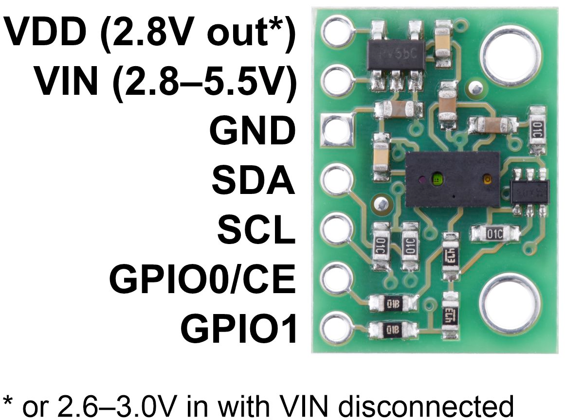 VL6180X Time-of-Flight Sensor pinout